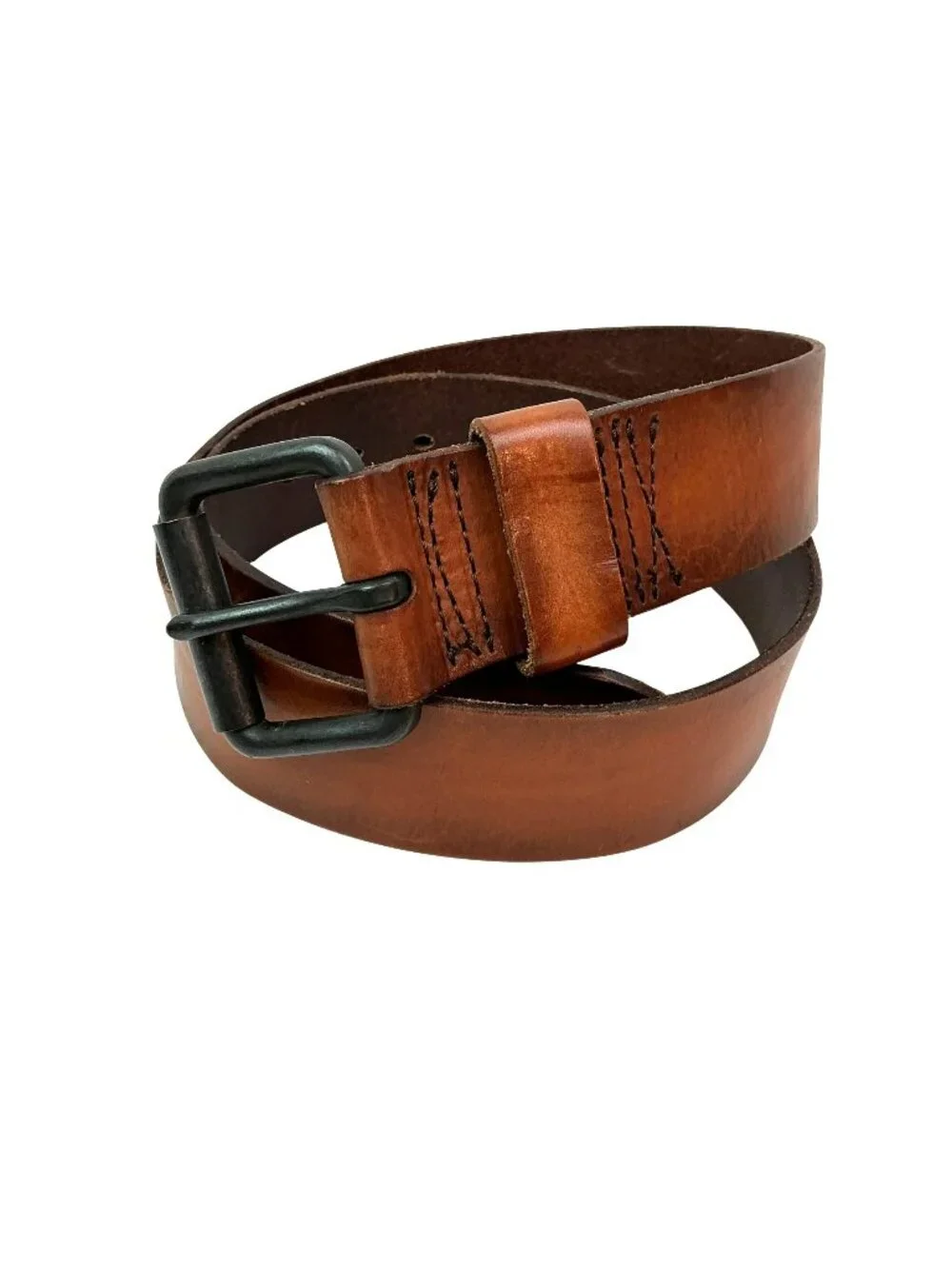 Hollister Wide Genuine Leather Roller Buckle Belt Mens 28 Brown